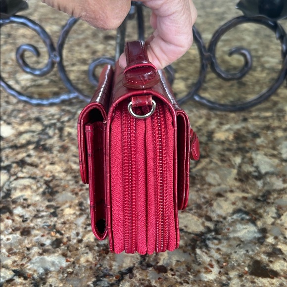 Brighton Red Embossed Clutch with Silver Accent - Picture 2 of 12